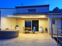 20160812 Voile d'ombrage quadrangulaire en stretch ivoire lumière integrée confection couture fil Tenara GORE-TEX Products UE (5)