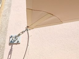 20180718 Voile d'ombrage - Ancrage d'une toile quadrangulaire Serge Ferrari Soltis Proof 502 coloris vanille